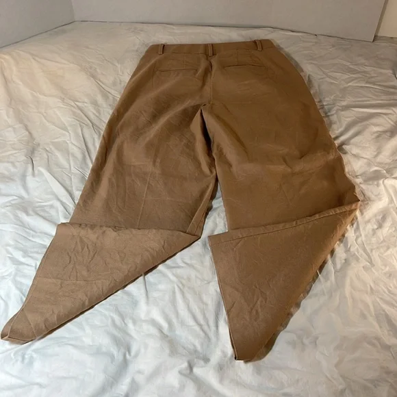 Ann Taylor Linen Blend Tan Wide Leg Trousers 4P - Picture 9 of 12